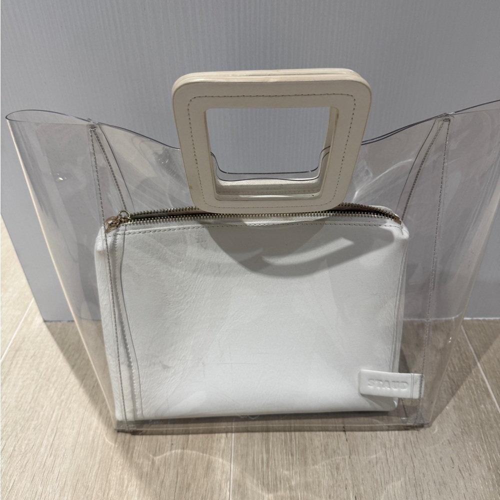 STAUD Clear Tote with White Pouch